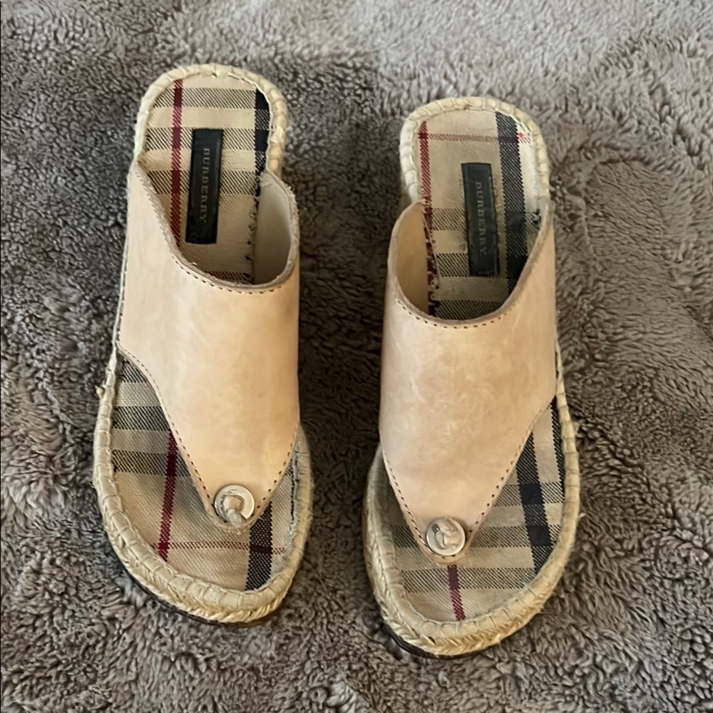 Burberry Tan Espadrilles with Classic Plaid Design